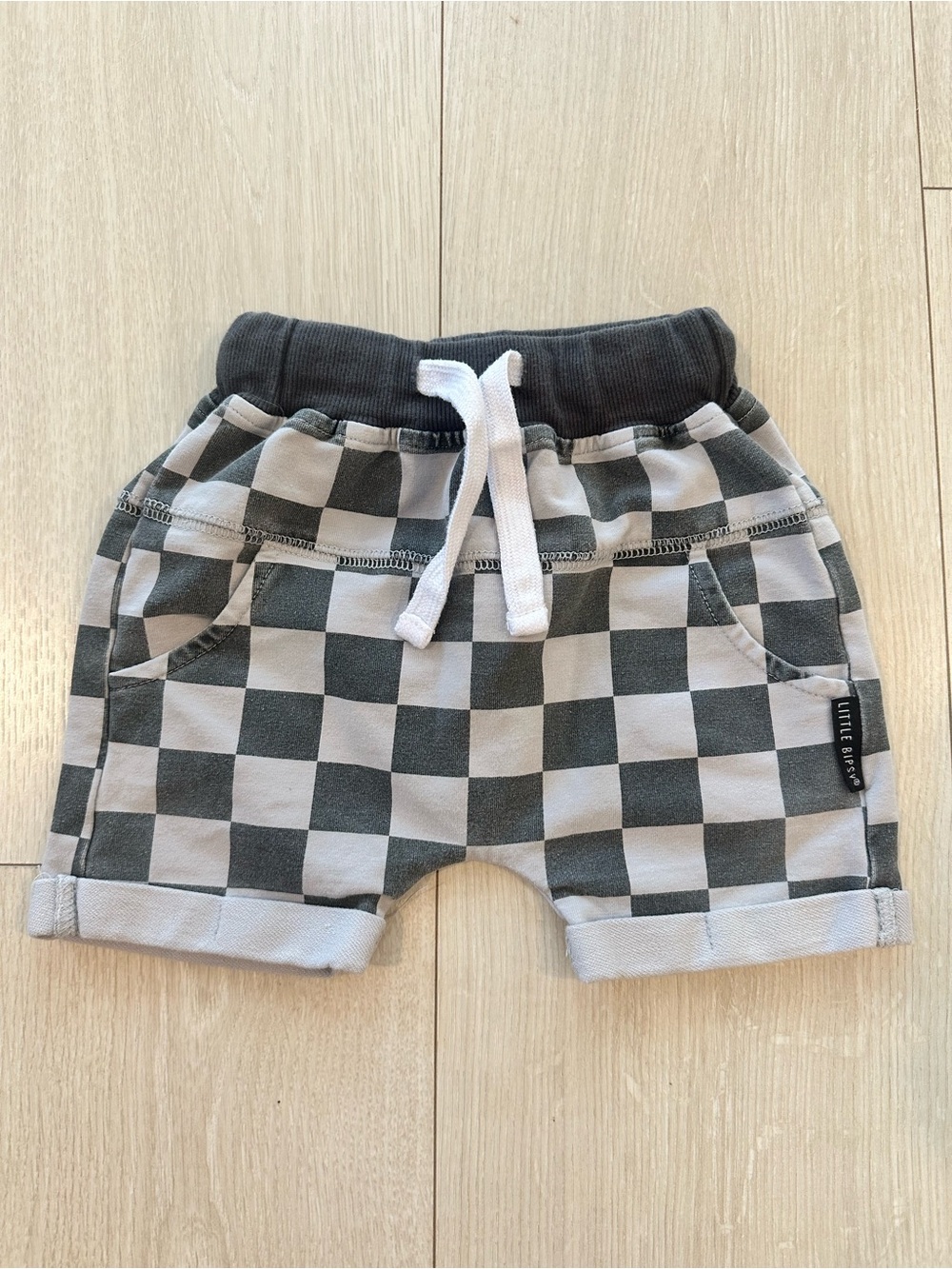 Little Bipsy Gray and Black Checkerboard Drawstring Shorts baby/toddler